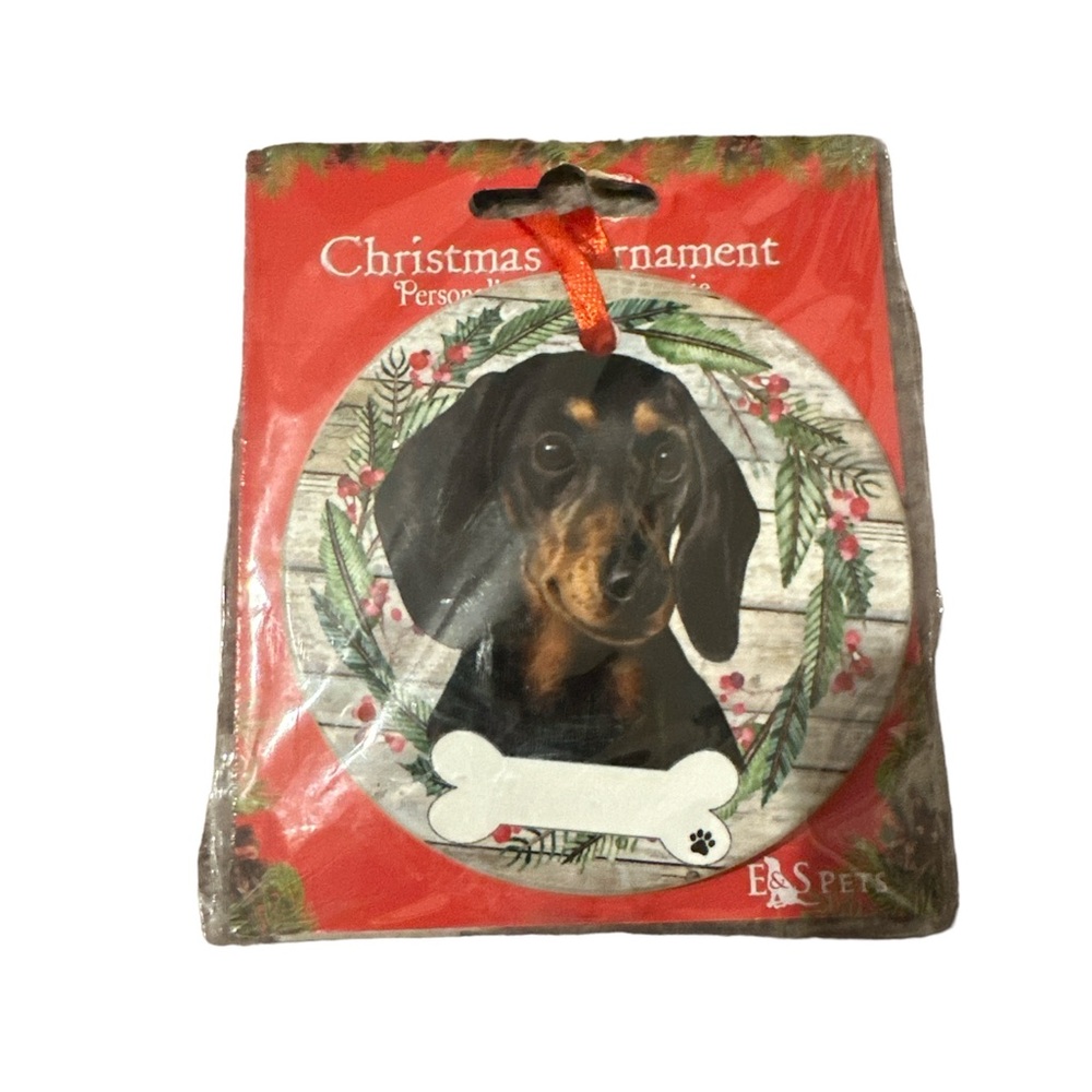 Christmas Dog Ornament Black Dachsund NWT